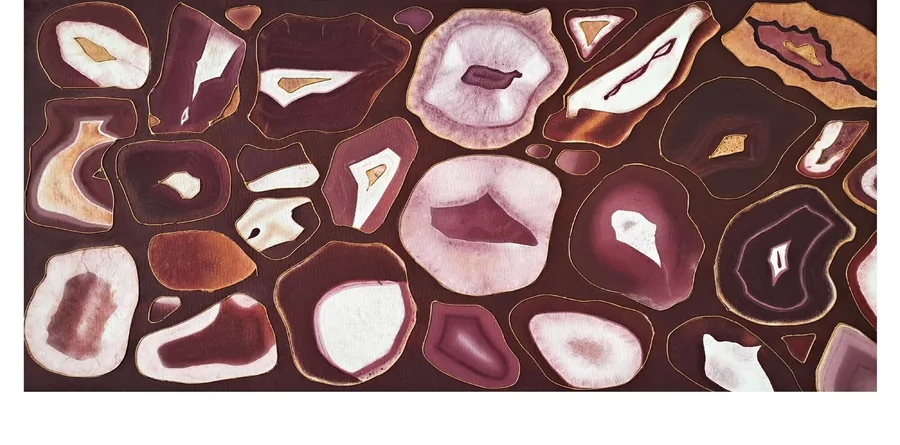 STONE III, 80x40 cm, olej a akryl na plátně