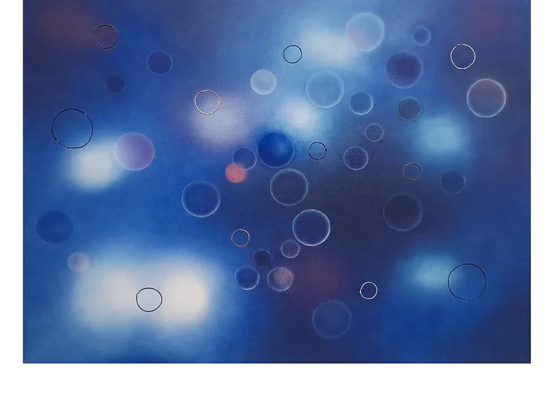 BUBBLES, 80x60 cm, olej a akryl na plátně